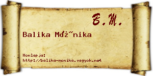Balika Mónika névjegykártya